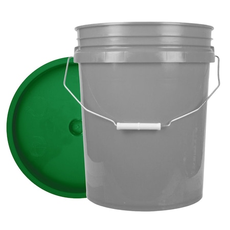 World Enterprises Bucket, 12 in H, Gray and Green 5GRY,345GRN